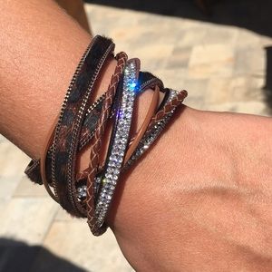 Multi-Cord Braided Leather and Suede Bracelet